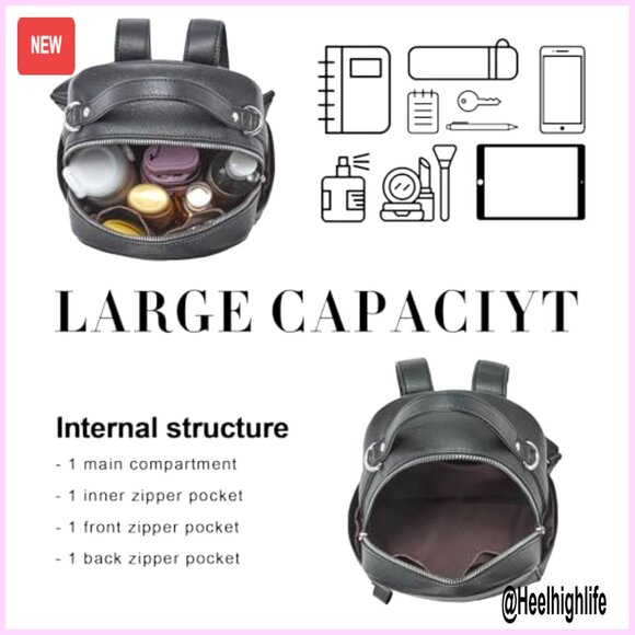 Small PU Leather Convertible Backpack Purse, 3-Way Carry, Travel Shoulder Bag main image 6